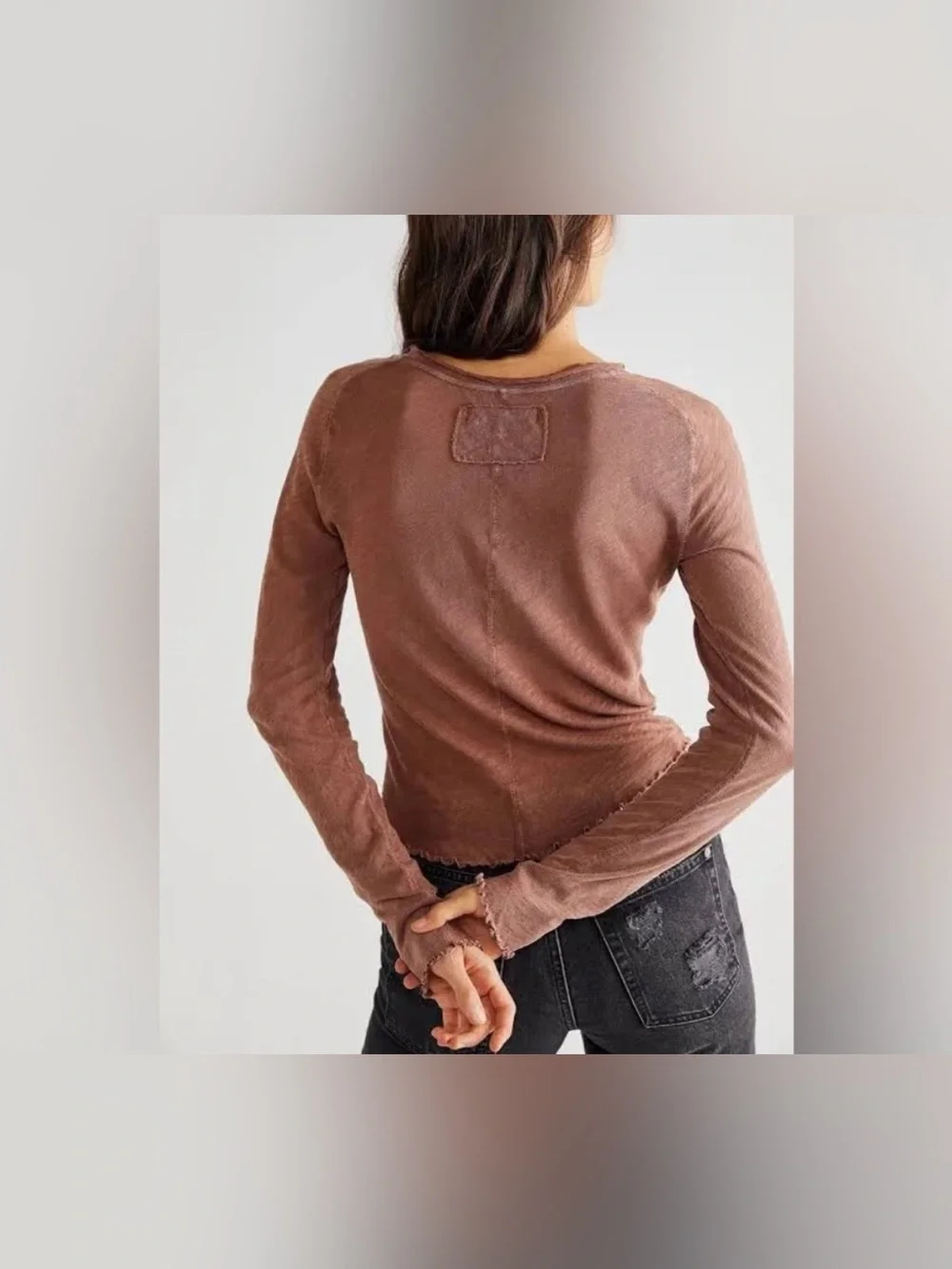 NWOT Free People We The Free Be My Baby Long-Sleeve Tee desert topaz brown- M, L